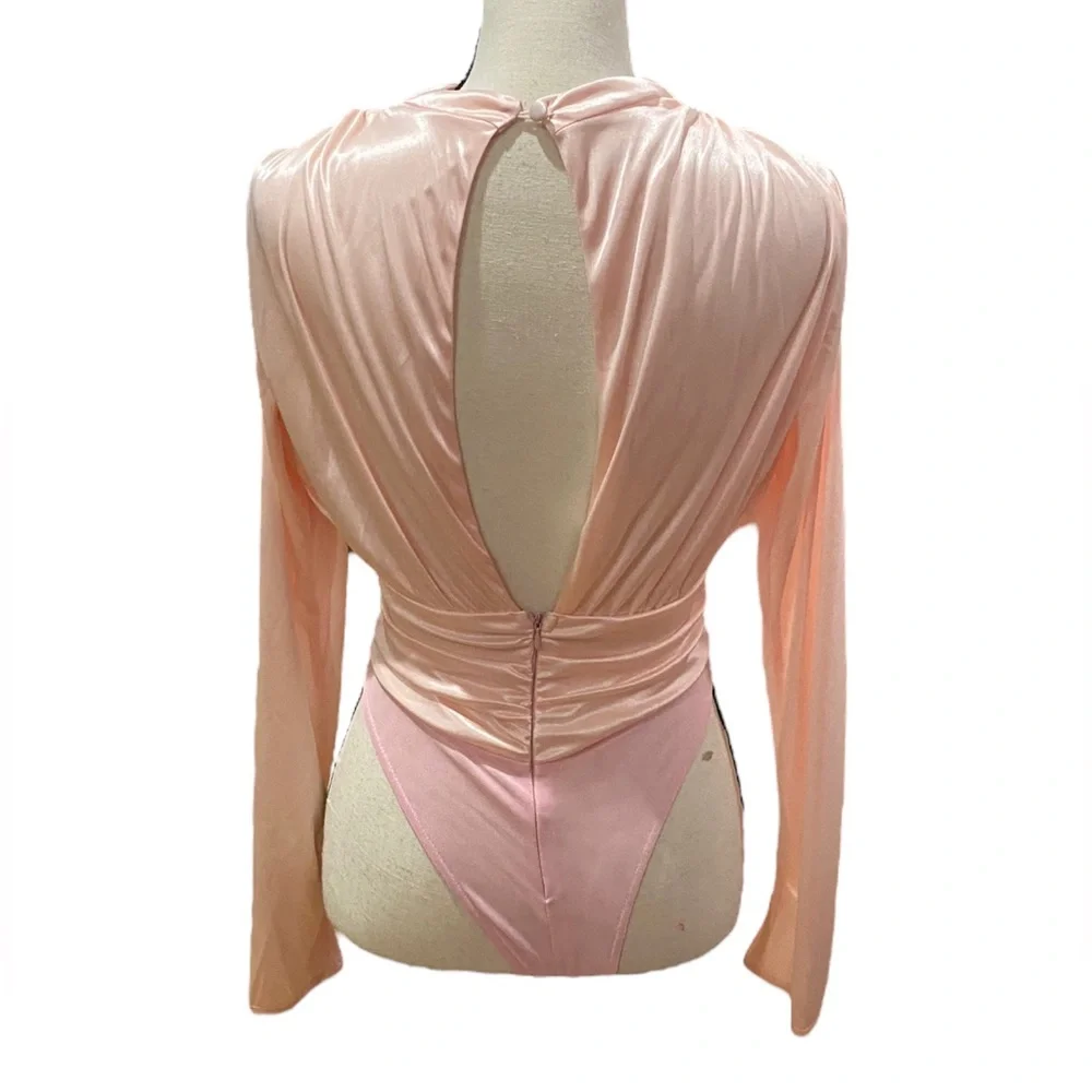 Draped Long Sleeve Bodysuit - Picture 2 of 2